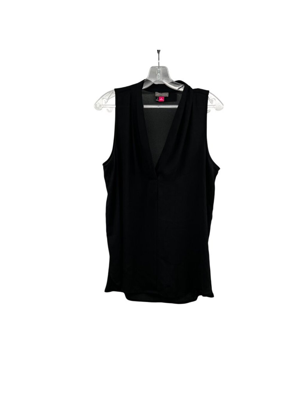 Vince Camuto Sleeveless Blouse Sheer V-Neck Black Womens Size Medium